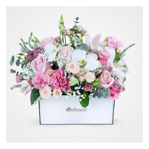 Sevin Roses and Orchid Flower Box